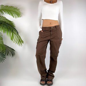 Vintage Y2K Brown Indie Fairy Grunge Low Rise Gorpcore Cargo Pants / Size: 8